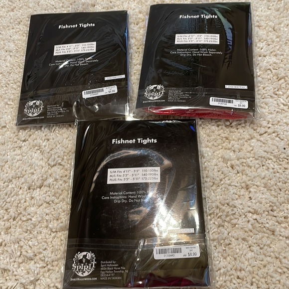 Set of three new spirit brand fishnet tights. Red black white medium large nylon - Picture 5 of 5